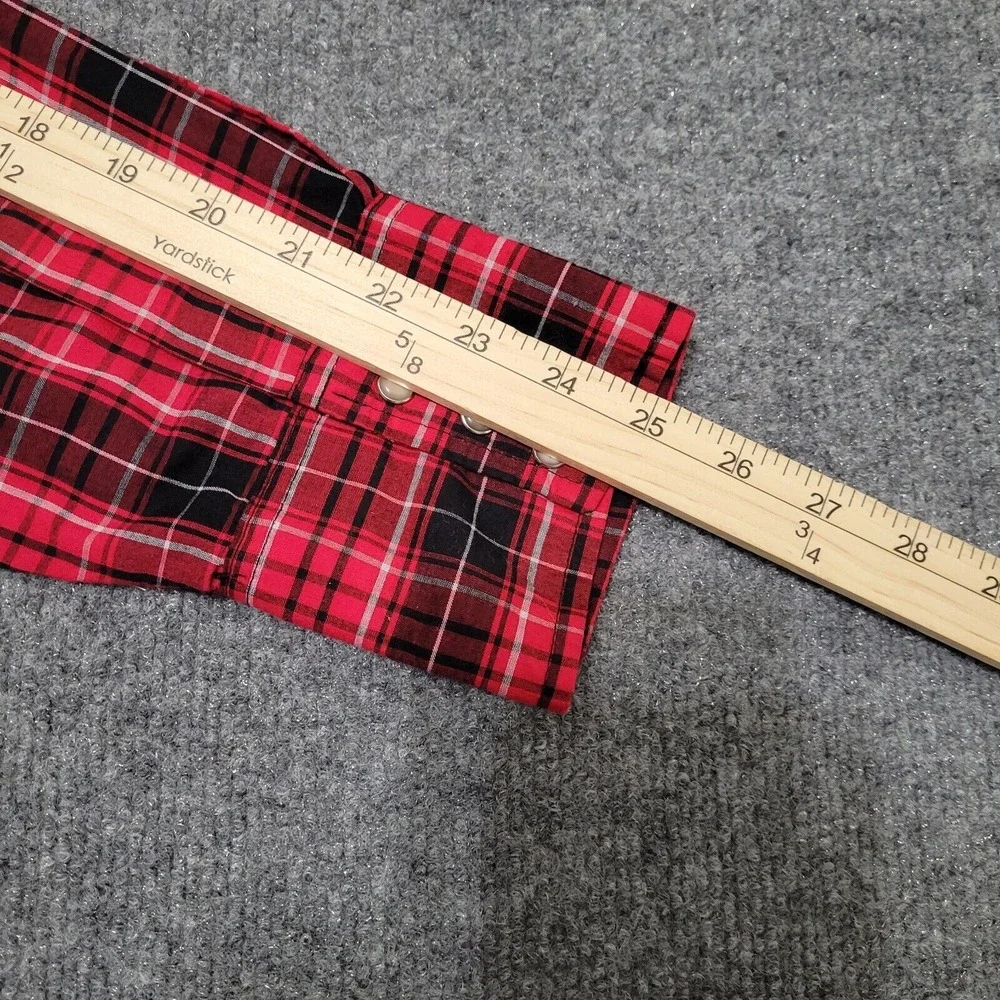Wrangler Shirt Mens XL Pearl Snap Red Plaid Double Sawtooth Pocket Rodeo Western